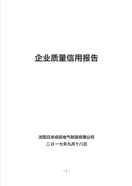 日丰成控2017年企业质量信用报告